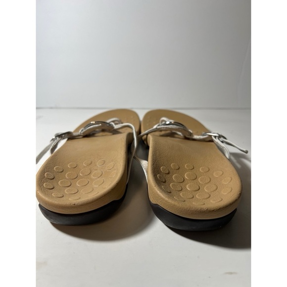 Vionic White and Tan Sandals with Silver Accents - Picture 3 of 7
